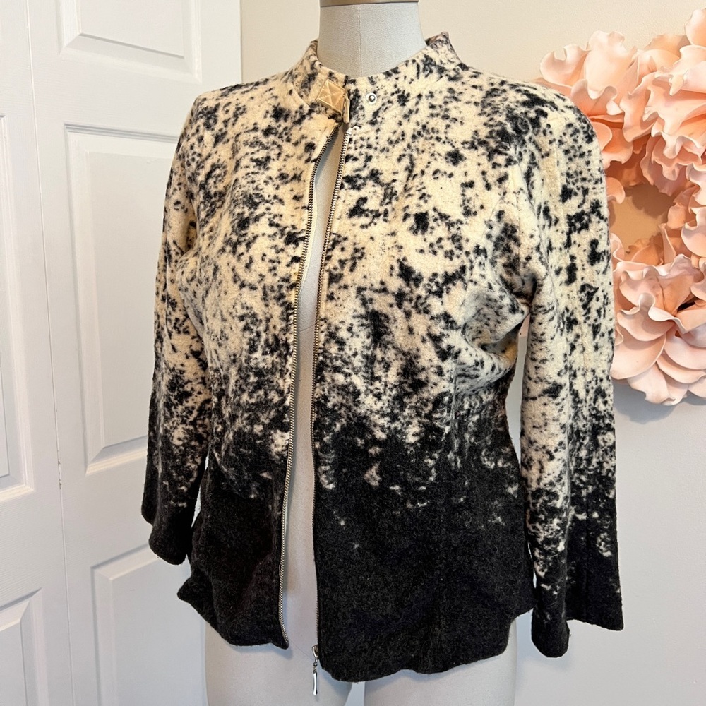 Zoë D 100% Wool Tailored Sweater Jacket Size Large